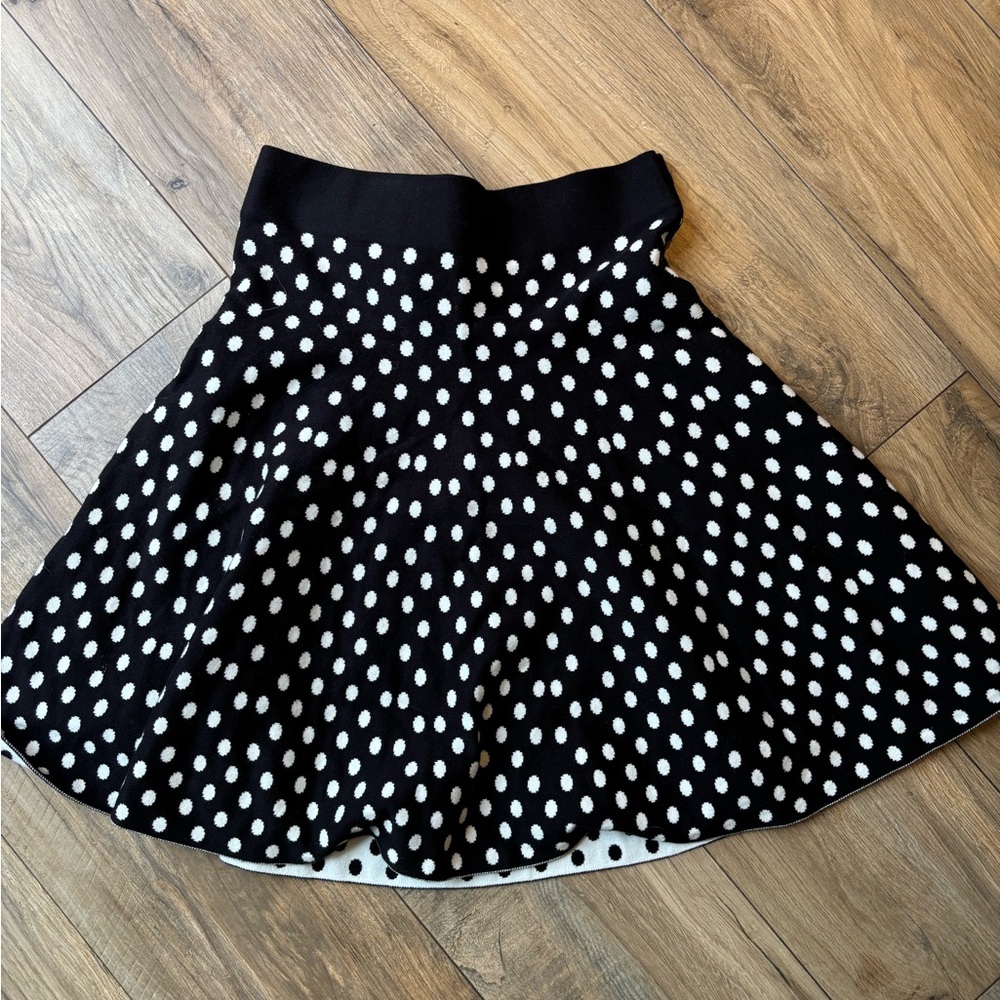 Maeve Anthropologie Polka Dot Black and White sweater Skirt